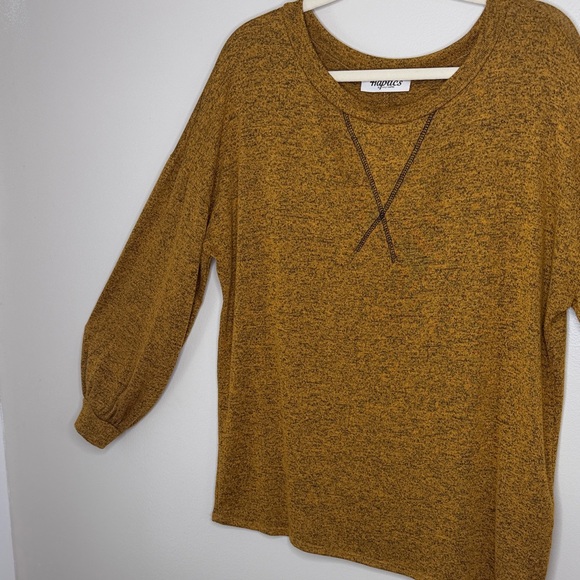 Haptics Mustard Yellow Stretch Blouse Size Small - Picture 5 of 13